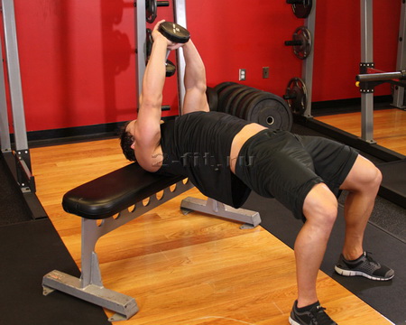 Пуллоуверы с одной гантелью на прямых руках